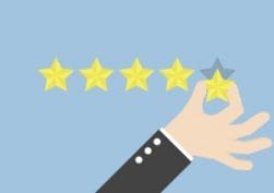 Businessman hand giving five star rating, Feedback concept, VECTOR, EPS10