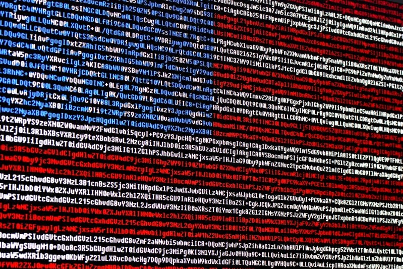 American Flag consisting of computer code